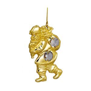 KG & C Austrian Crystal 24K Gold Plated Santa Ornament Swarovski Components 3"